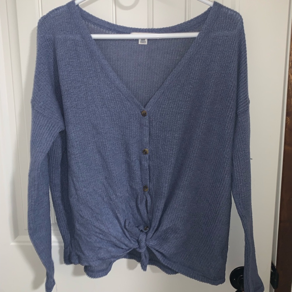 American Eagle blue tie up top